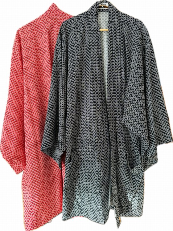 kimono męskie czarno białe czerwone wachlarze bawełna popelina unisex damskie krótkie