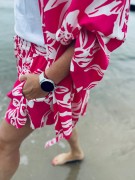pink róż Hawaii set szorty koszula kimonowa zestaw