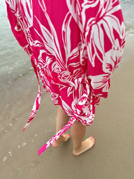koszula pink kimonowa wiskoza kwiaty hawaje