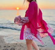 rent pink róż kimono szorty