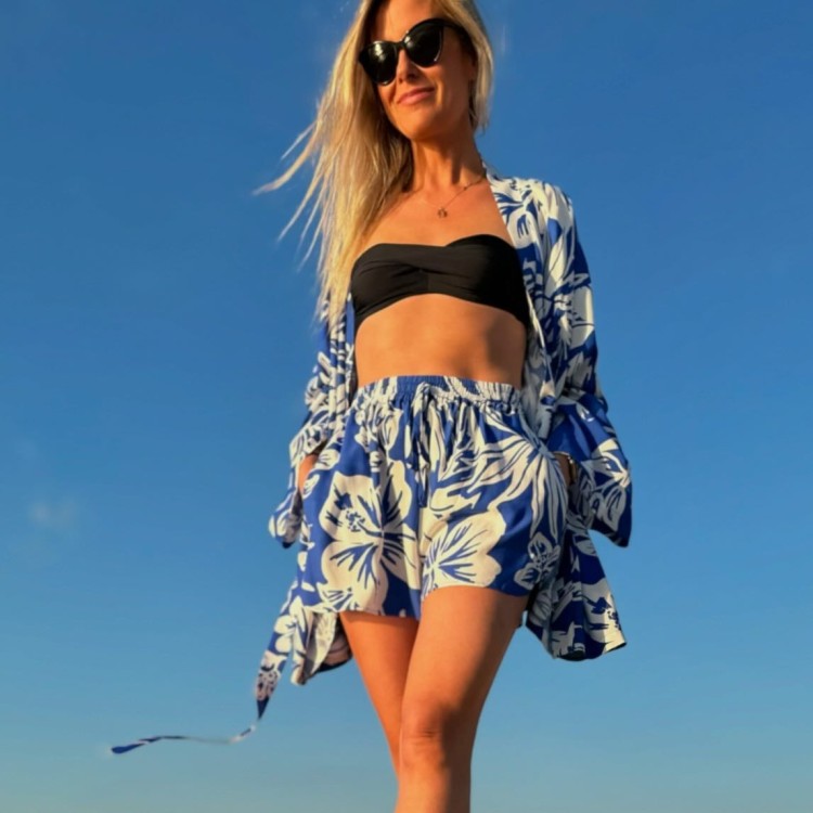 blue Hawaii set szorty koszula kimonowa zestaw