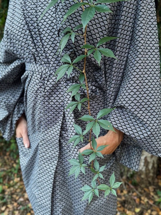 kimono męskie czarno białe wachlarze bawełna popelina unisex damskie krótkie