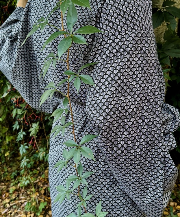 kimono męskie czarno białe wachlarze bawełna popelina unisex damskie krótkie kieszenie