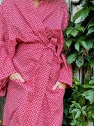 kimono męskie czerwono białe wachlarze bawełna popelina