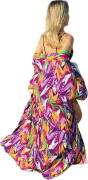 kwiaty fiolet kolory kimono długie