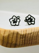 kolczyki czarne aloha sztyft stal chirurgiczna kwiat hawaii hawajskie
