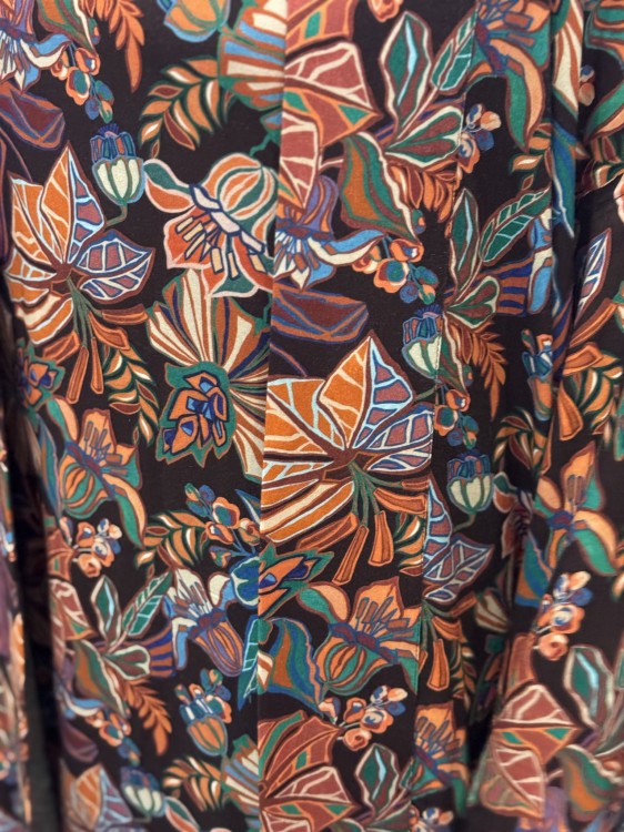 kimono krótkie z kieszeniami brązowe kwiaty wizowa bambusowa
