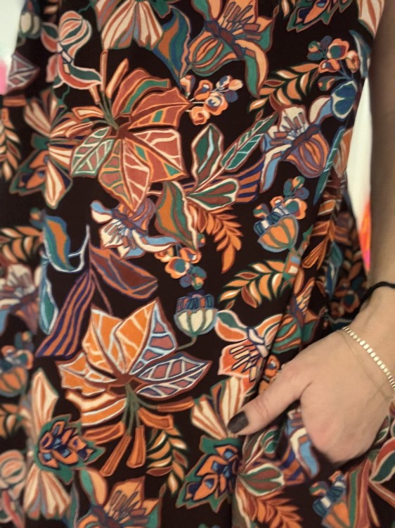 dress brown maxi long flowers