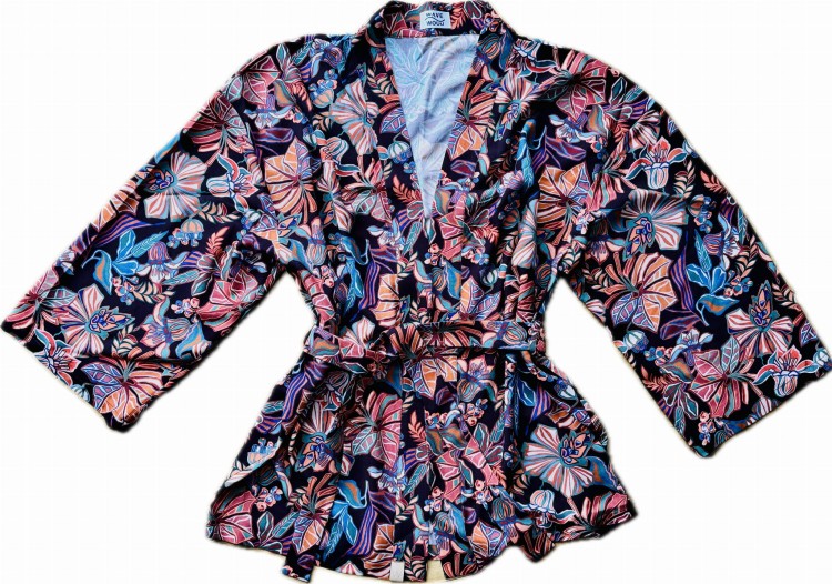 kimono brąz kwiaty autum wiskoza