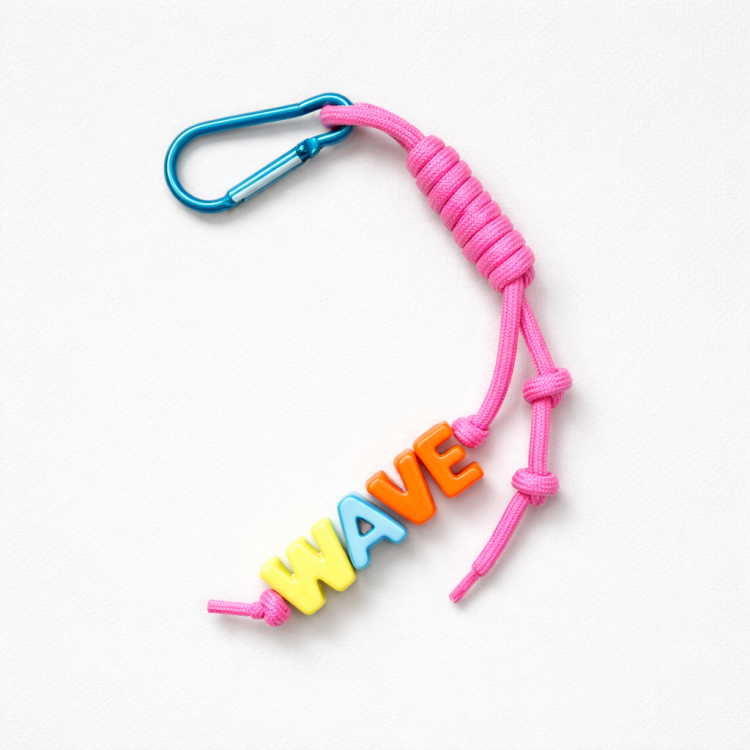 key ring brelok napis wave pink różowy