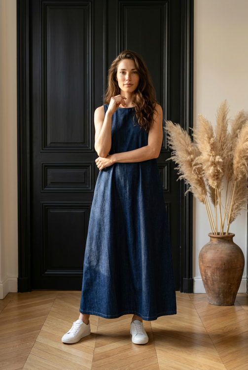 sukienka dress jeans maxi long długa