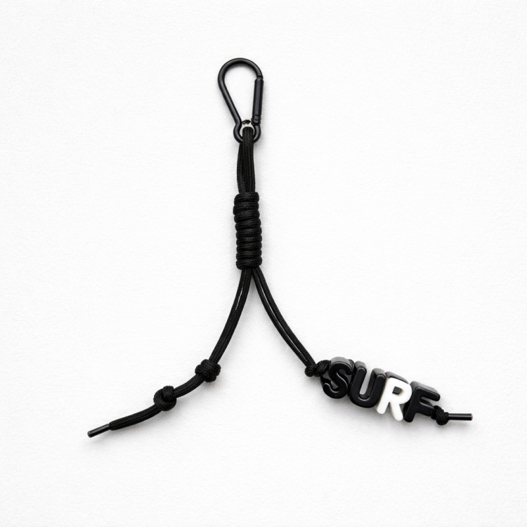 key ring brelok napis wave black czarny