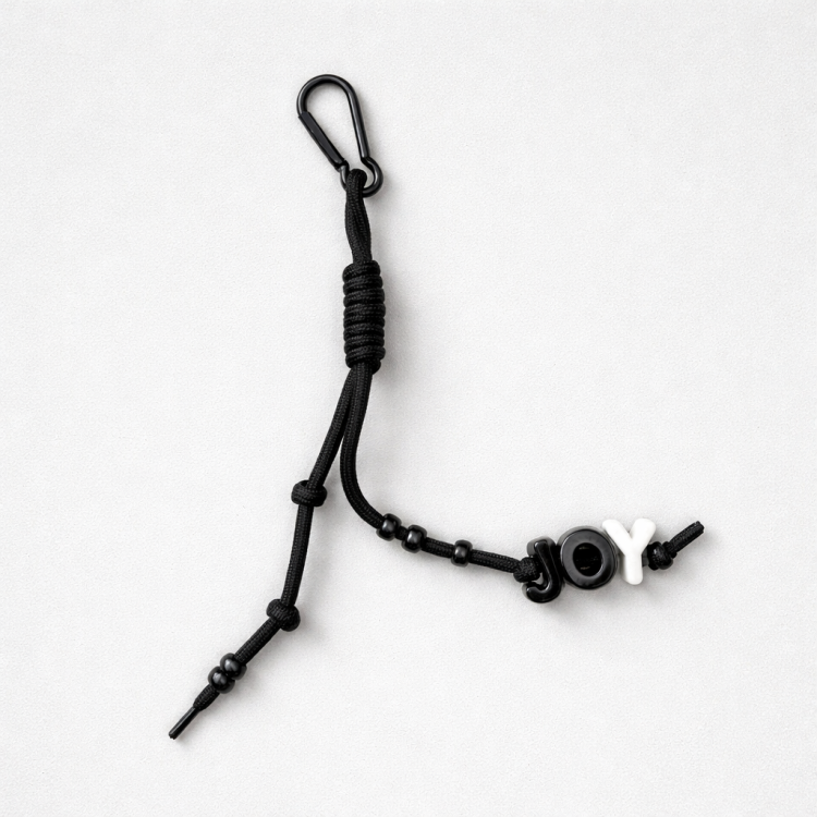 key ring brelok napis joy black czarny