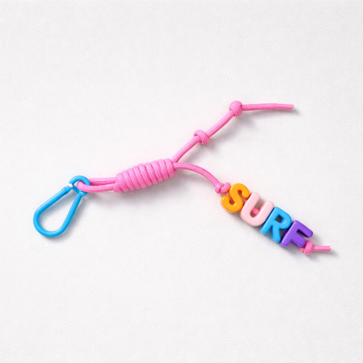 key ring brelok napis surf pink różowy kolorowy do kluczy