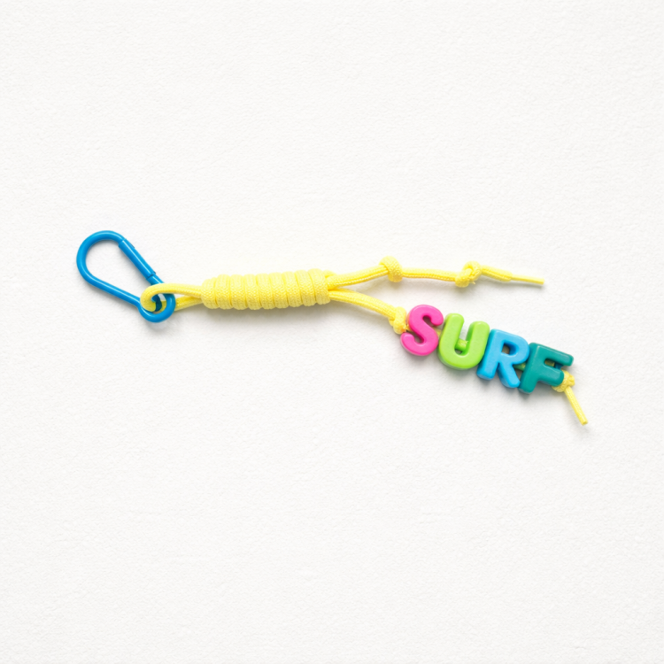 key ring brelok napis surf yellow żołty do kluczy