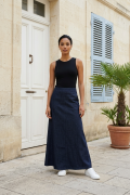 jeans navy blue long spódnica maxi