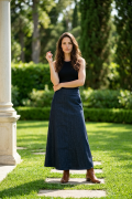 jeans navy blue long spódnica maxi