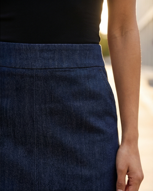 jeans navy spódnica maxi kieszenie