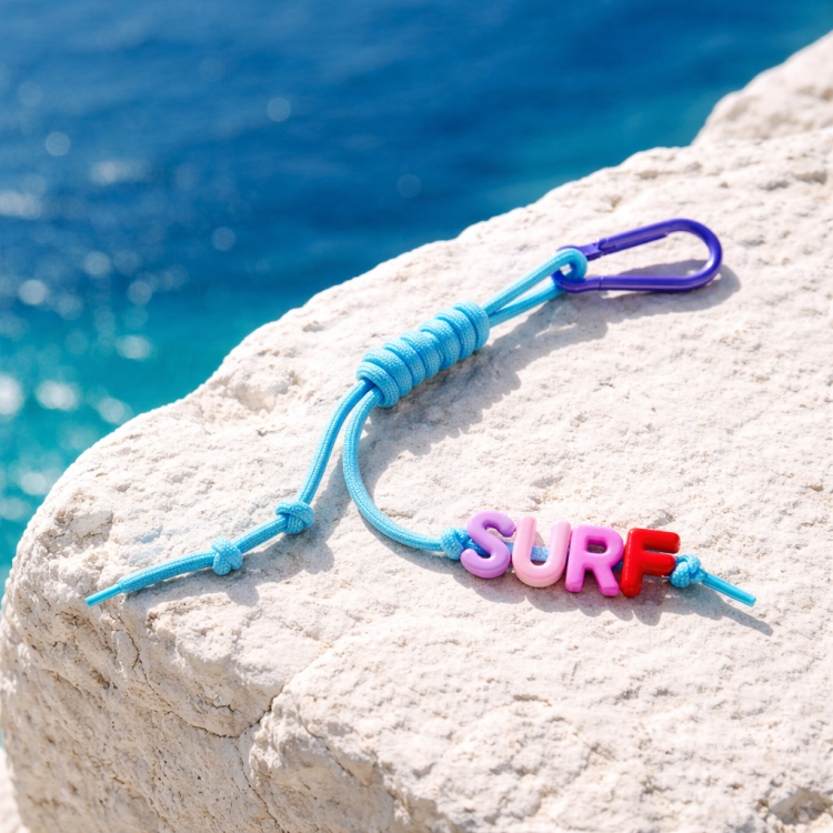 key ring brelok napis surf blue niebieski