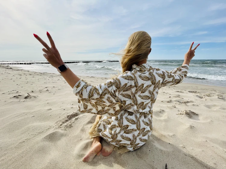 kimono bambusowy muślin palmy boho złote