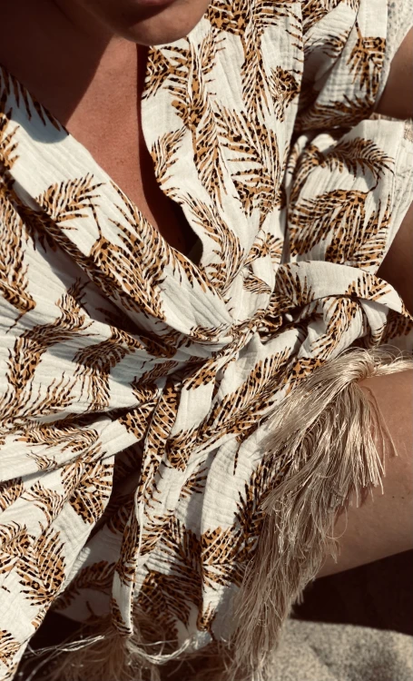 kimono muślin bambusowy palmy boho