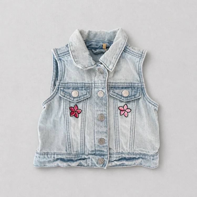 kwiaty kurtka jeans vintage mini kid dziecko