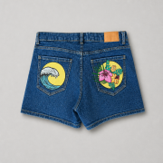 malowanie szorty kieszenie fala kwiaty vintage jeans
