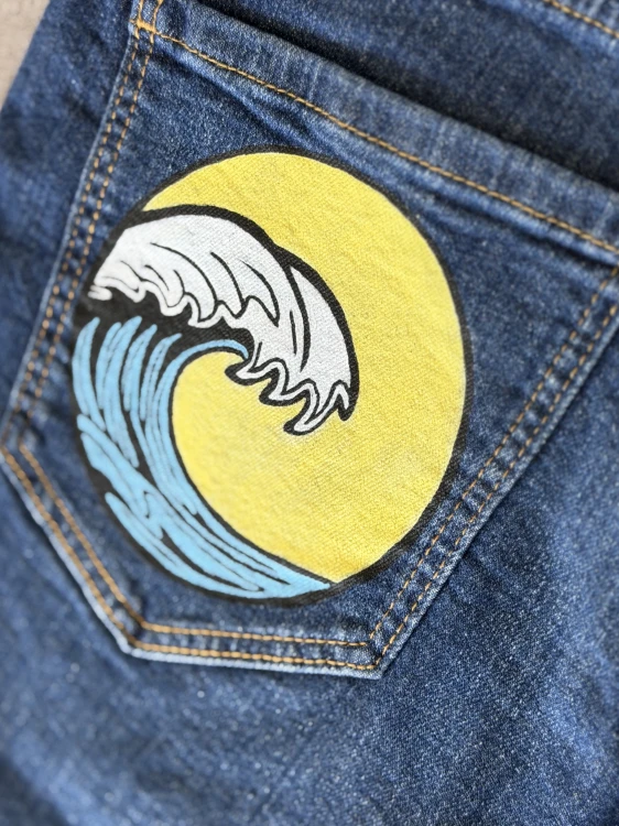 fala malowane jeans vintage