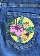kwiaty jeans vintage malowane