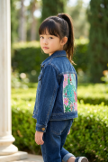 kid dziecko kurtka jeans malowana kwiaty żółw