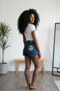 vintage jeans kieszenie malowane kwiaty fala