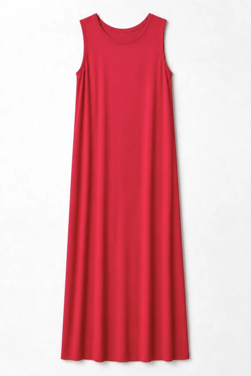 czerwona red long długa dress sukienka kieszenie letnia