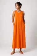 Orange pomarańczowa long długa dress sukienka kieszenie letnia wakacje