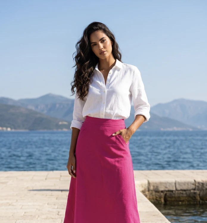 pink amarant spódnica shirt jeans full colour rożowa róż
