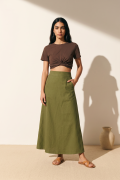khaki spódnica shirt jeans full colour zielona