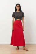 red spódnica shirt czerwona jeans full colour
