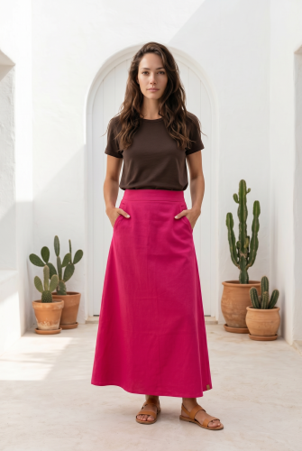pink amarant spódnica shirt jeans full colour rożowa róż