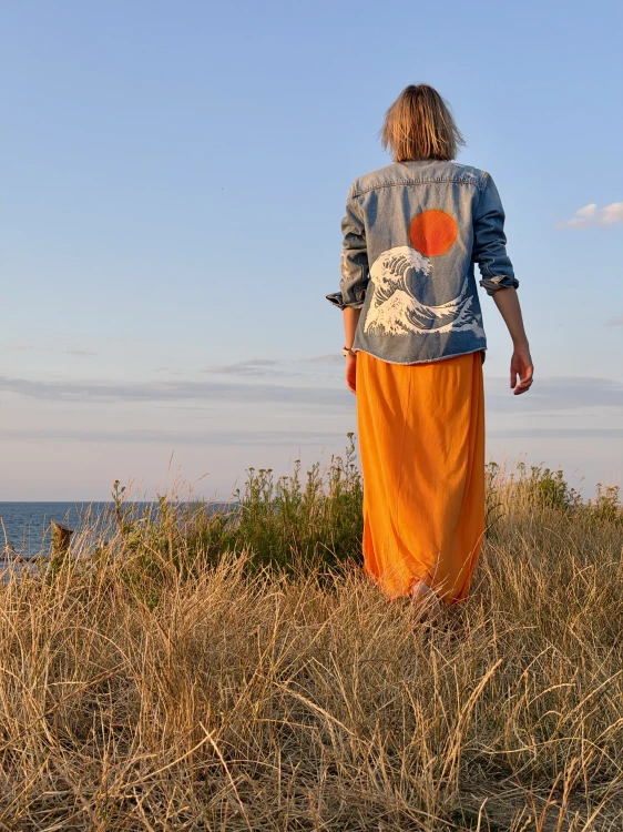 jacket sunset jeans pomarańcz słońce