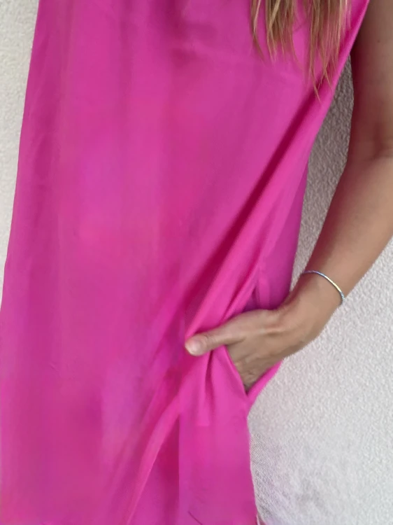 róż z kieszeniami dress sukienka długa