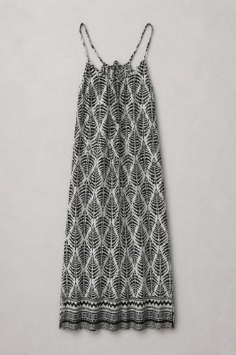 sukienka wakacyjna paprocie czarno biała długa long dress Summer