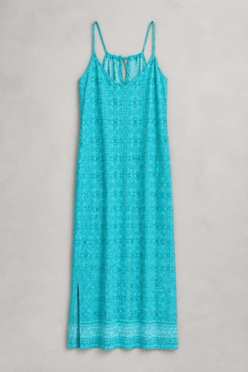 Turkusowa sukienka blue lagoon dress long wiskoza
