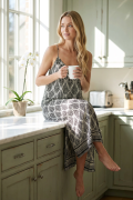 Sukienka fern black white paprocie wiskoza letnia dress długa