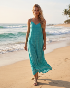 wakacyjna sukienka blue lagoon wiskoza letnia długa dress