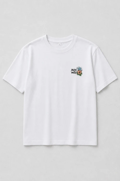 koszulka kwiaty aloha flower craft ręcznie malowane wave wood tshirt byadula