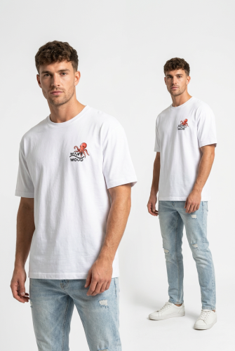 koszulka octopus ośmiornica draft ręcznie malowane wave wood tshirt