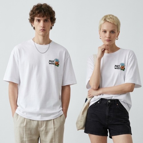 koszulka kwiaty aloha flower craft ręcznie malowane wave wood tshirt byadula unisex
