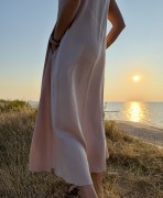 beż sukienka beżowa długa dress creme wakacyjna kieszenie twill wiskoza