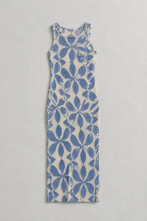 tuba tube sukienka w kwiaty summer blue siateczkowa długa dress bawełna
