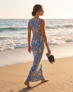 tuba tube sukienka w kwiaty summer blue siateczkowa długa dress bawełna