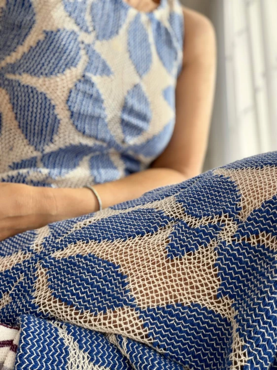 tuba tube sukienka w kwiaty summer blue siateczkowa długa dress bawełna